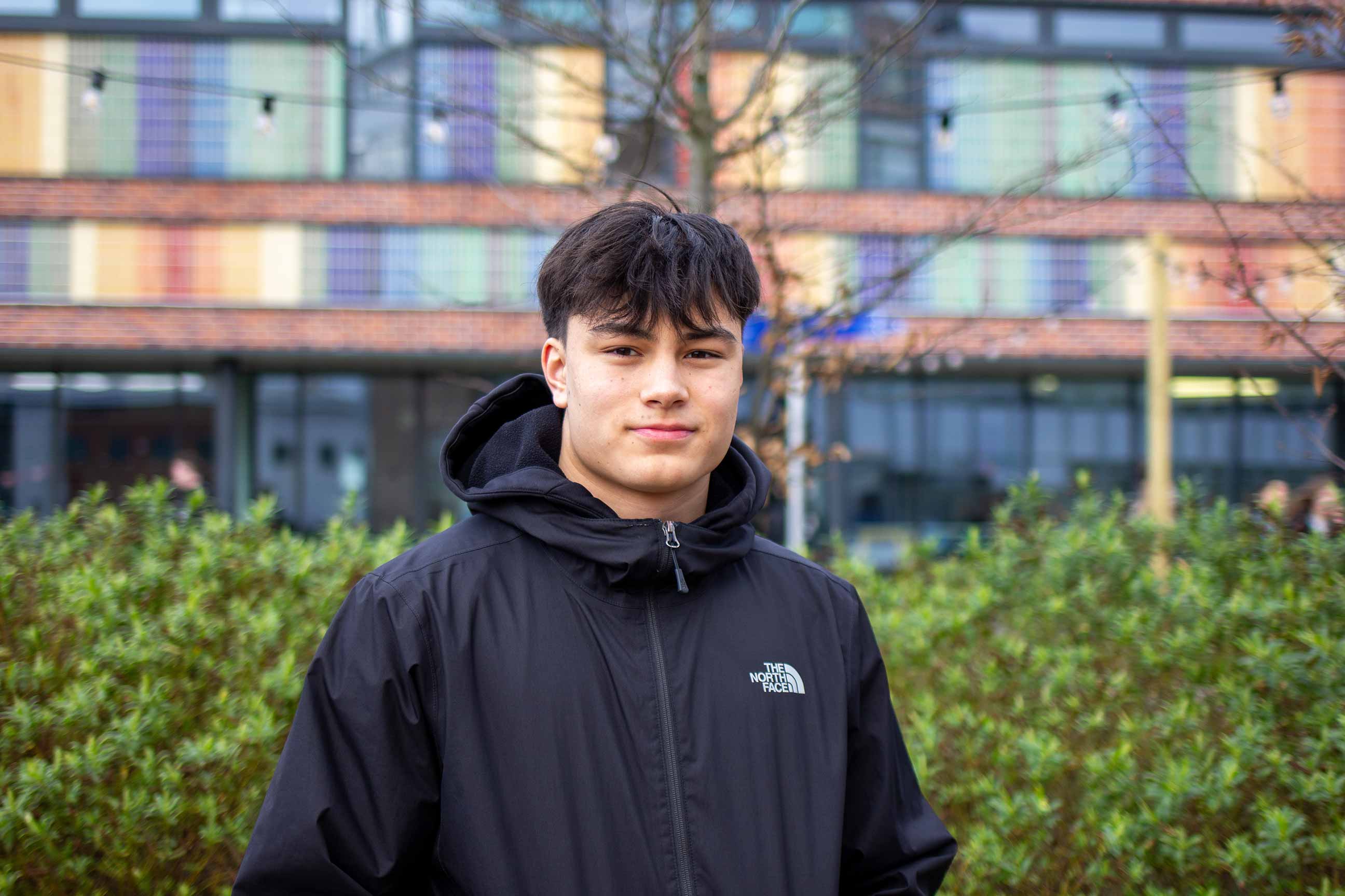 Brian Winter, NFL Academy student, standing infront of the Loughborough College