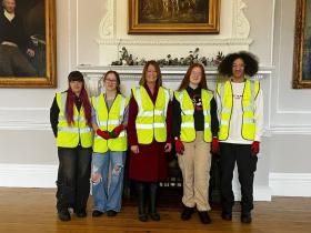 Dawn Whitemore and students at Brooksby College campus