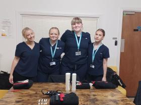 Hairdressing students at the Falcon Centre