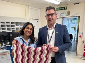 James Fryer delivering blankets