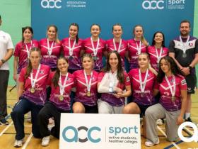 The Loughborough College Girls Rugby Academy with their coaches