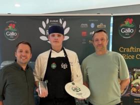 Nathan with lecturers Tom Fox and Darren Creed