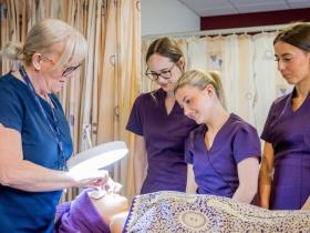 Beauty Therapy students at Stephenson College watch a demonstration
