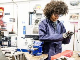 Engineering student at work