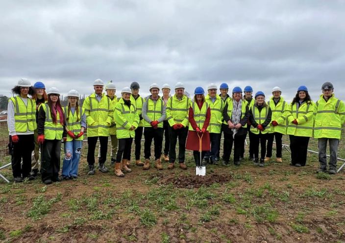Brooksby campus staff celebrate the ground-breaking of the new Agri-Tech centre