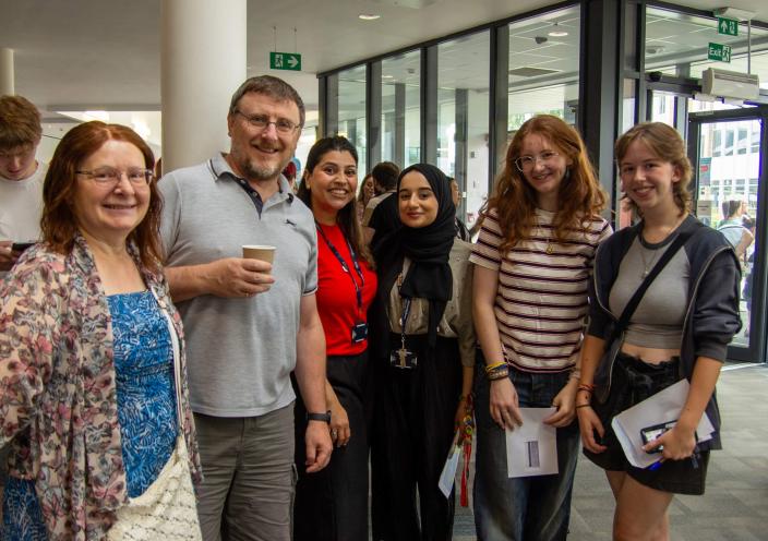 Paretns and students at Level 3 results day 2025 Loughborough College