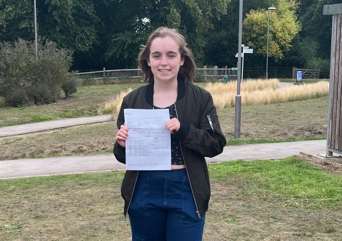 Nat with her exam results