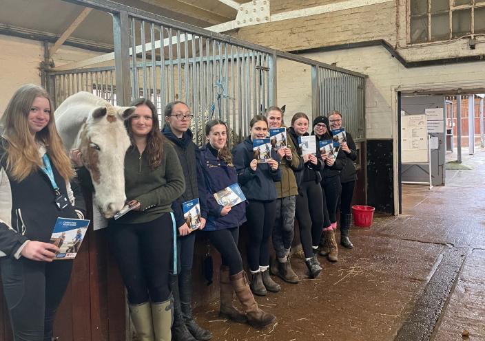 Equine students in the stables at Brooksby College