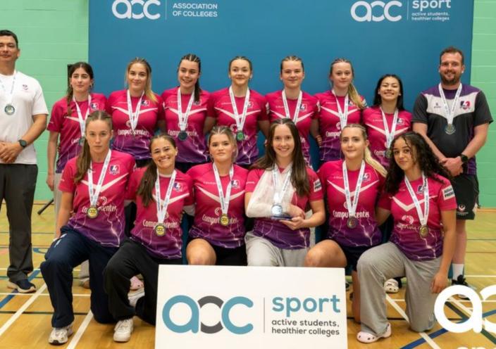 The Loughborough College Girls Rugby Academy with their coaches