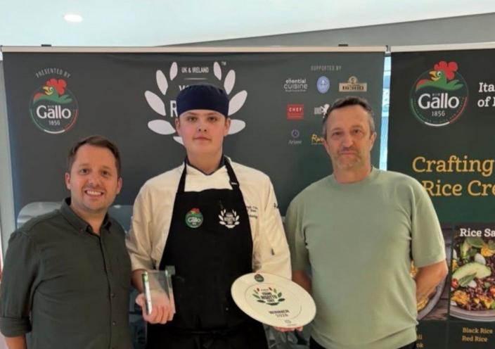 Nathan with lecturers Tom Fox and Darren Creed