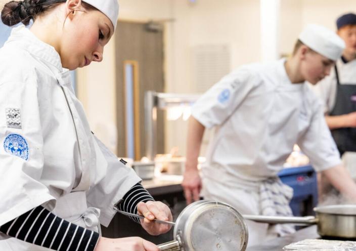 Students in the kitchen