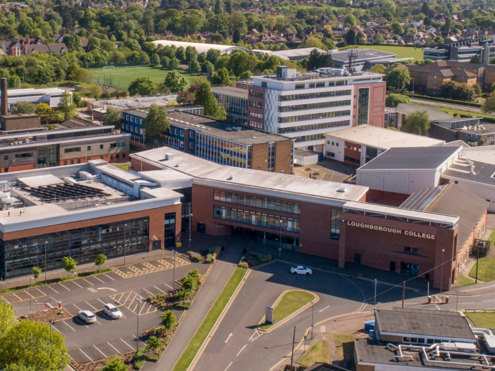 Aerial shot of Loughborough College campus