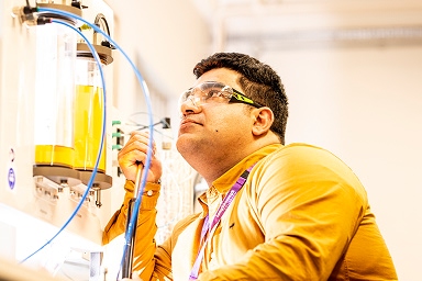Engineering Student working in a lab