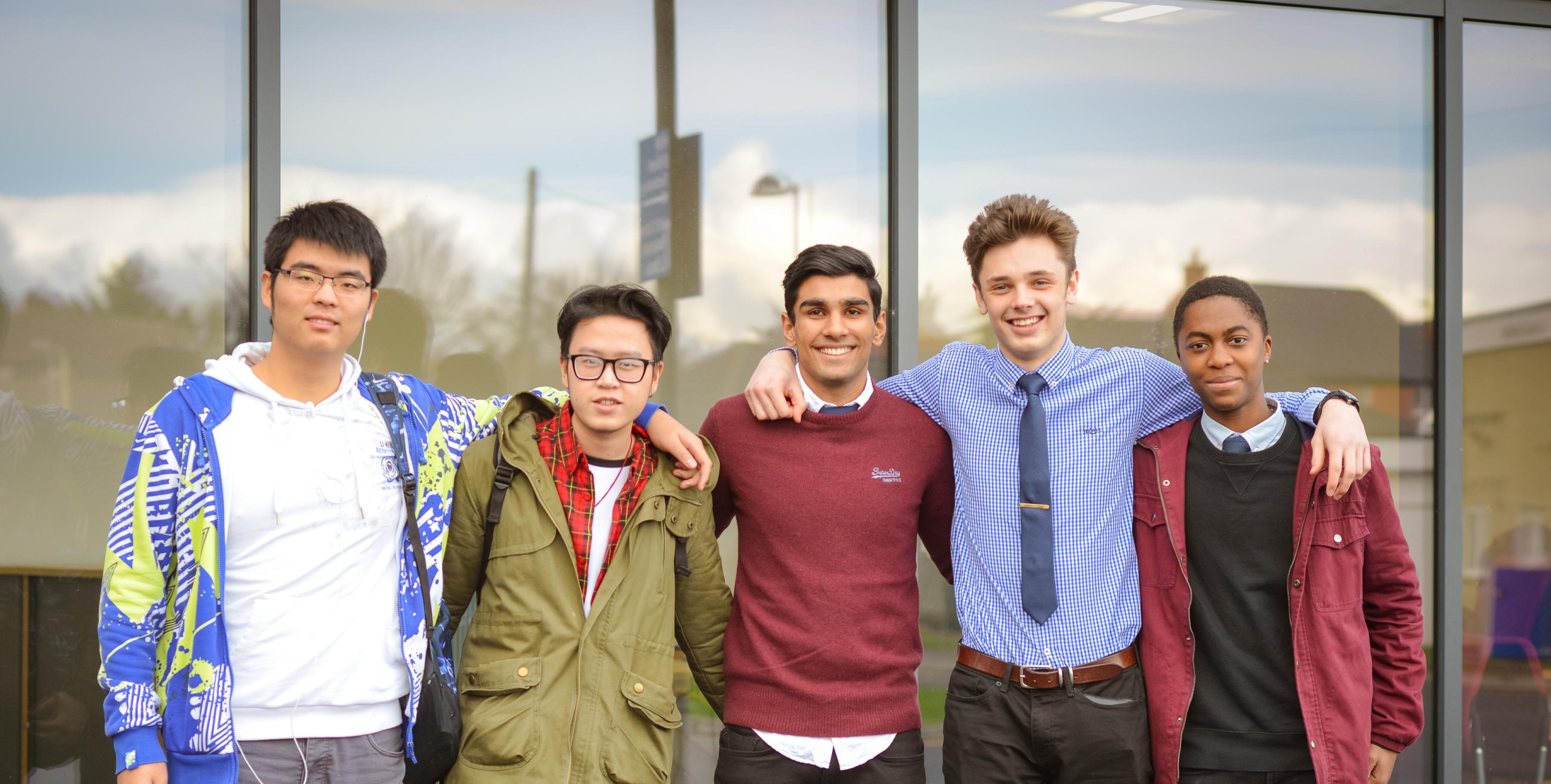 A group of smiling international students