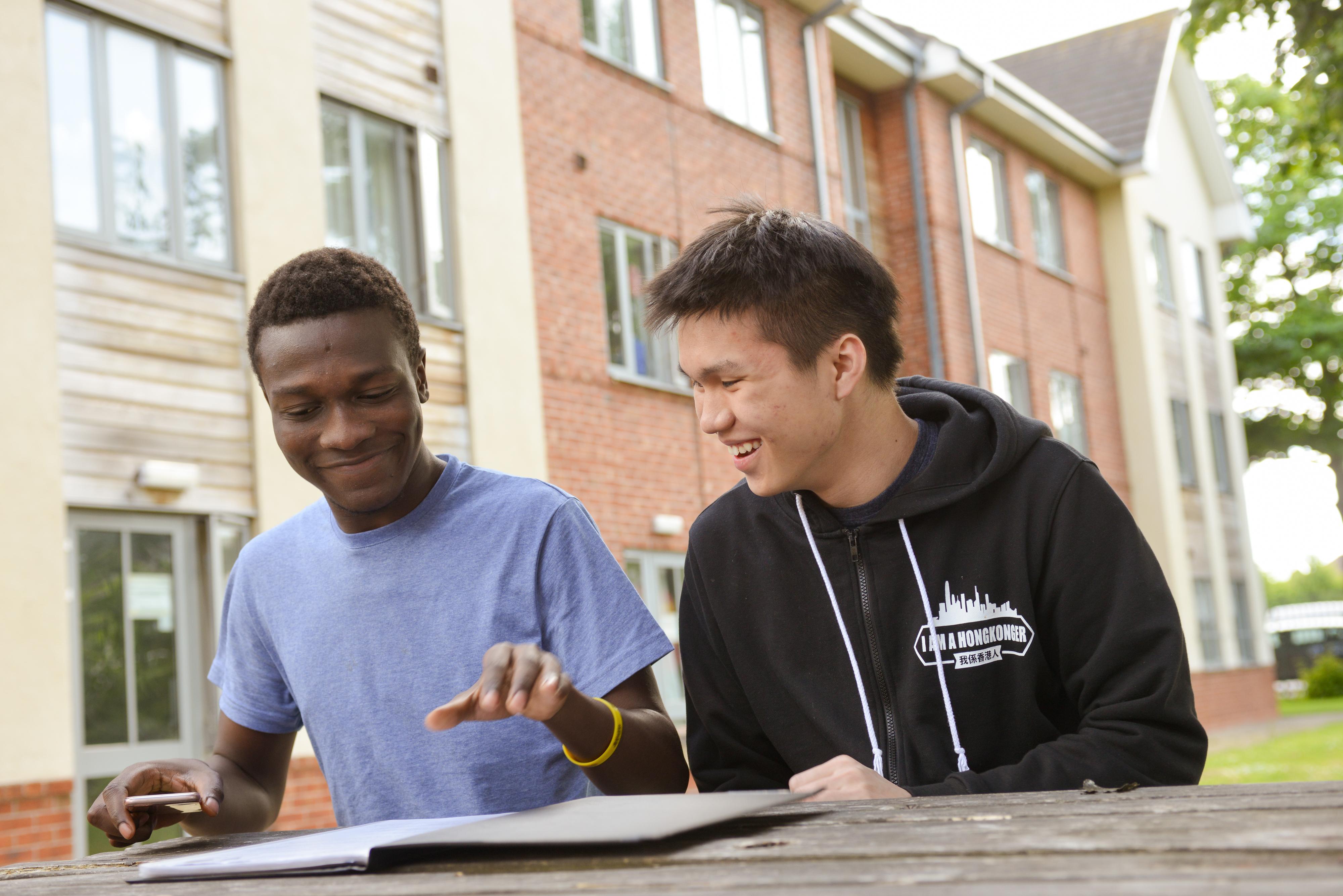 A group of smiling international students