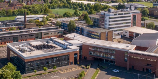 Drone shot of Loughborough College campus