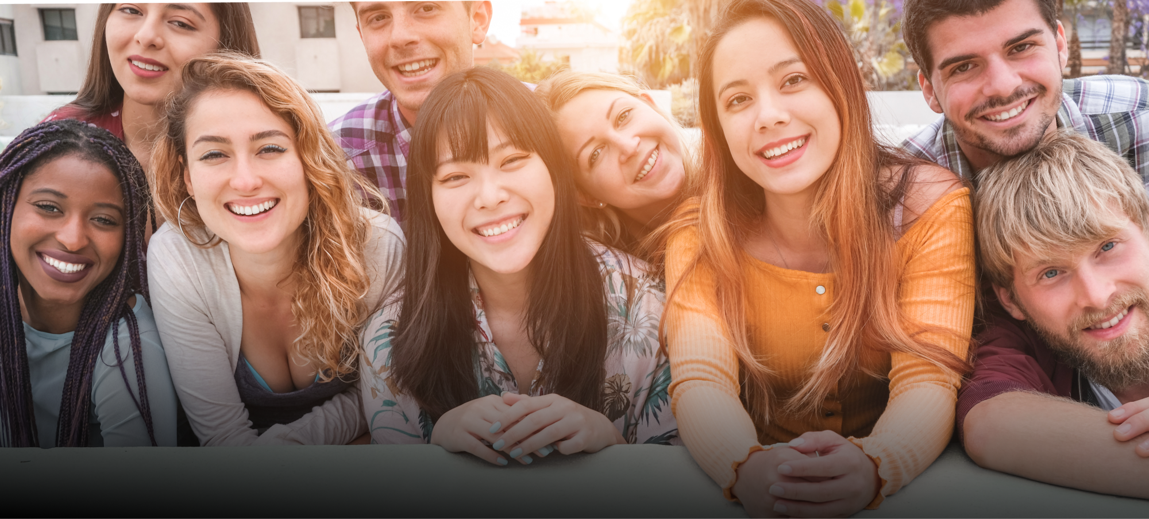 A group of smiling international students