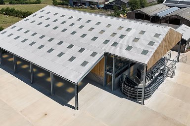 View from the air of the exterior of the new Brooksby Agri-Tech animal paddock