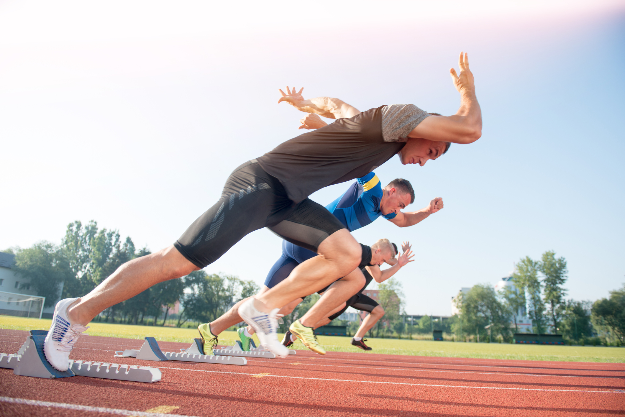 The start of a sprint race.