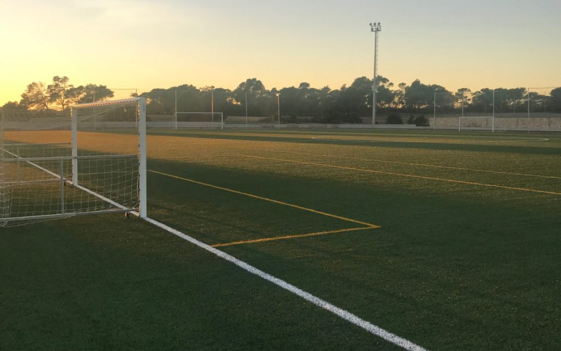 Warm weather football pitch