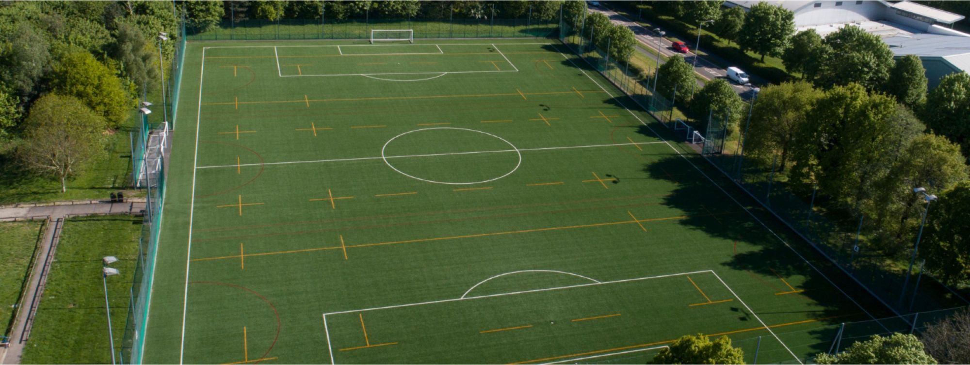 An outdoor football pitch.