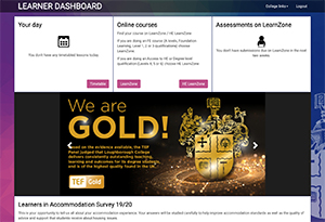 Screenshot of the Student Dashboard