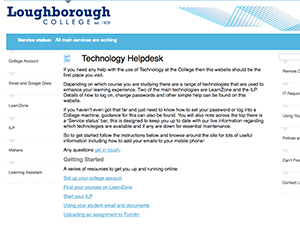 Screenshot of the Loughborough College HelpDesk.